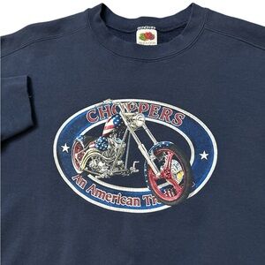 Vintage “Choppers An American Tradition” Men’s XL Y2K Sweatshirt Navy Blue Retro